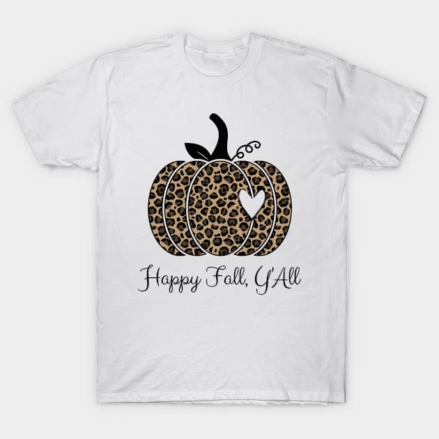 Happy Fall Y'all Pumpkin T-Shirt by Nicole James